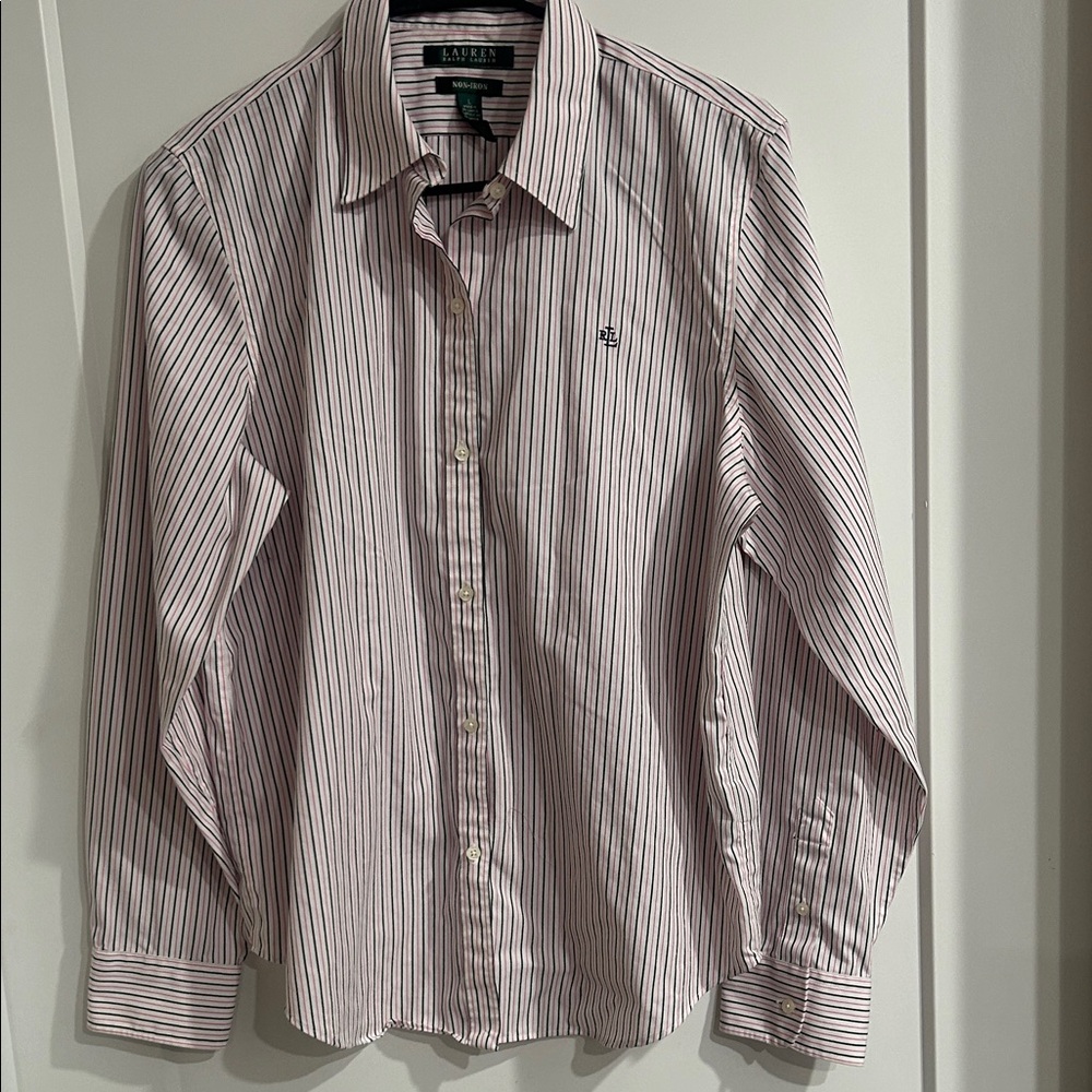 Lauren Ralph Lauren woman’s Pinstripe Shirt - Pink and Black